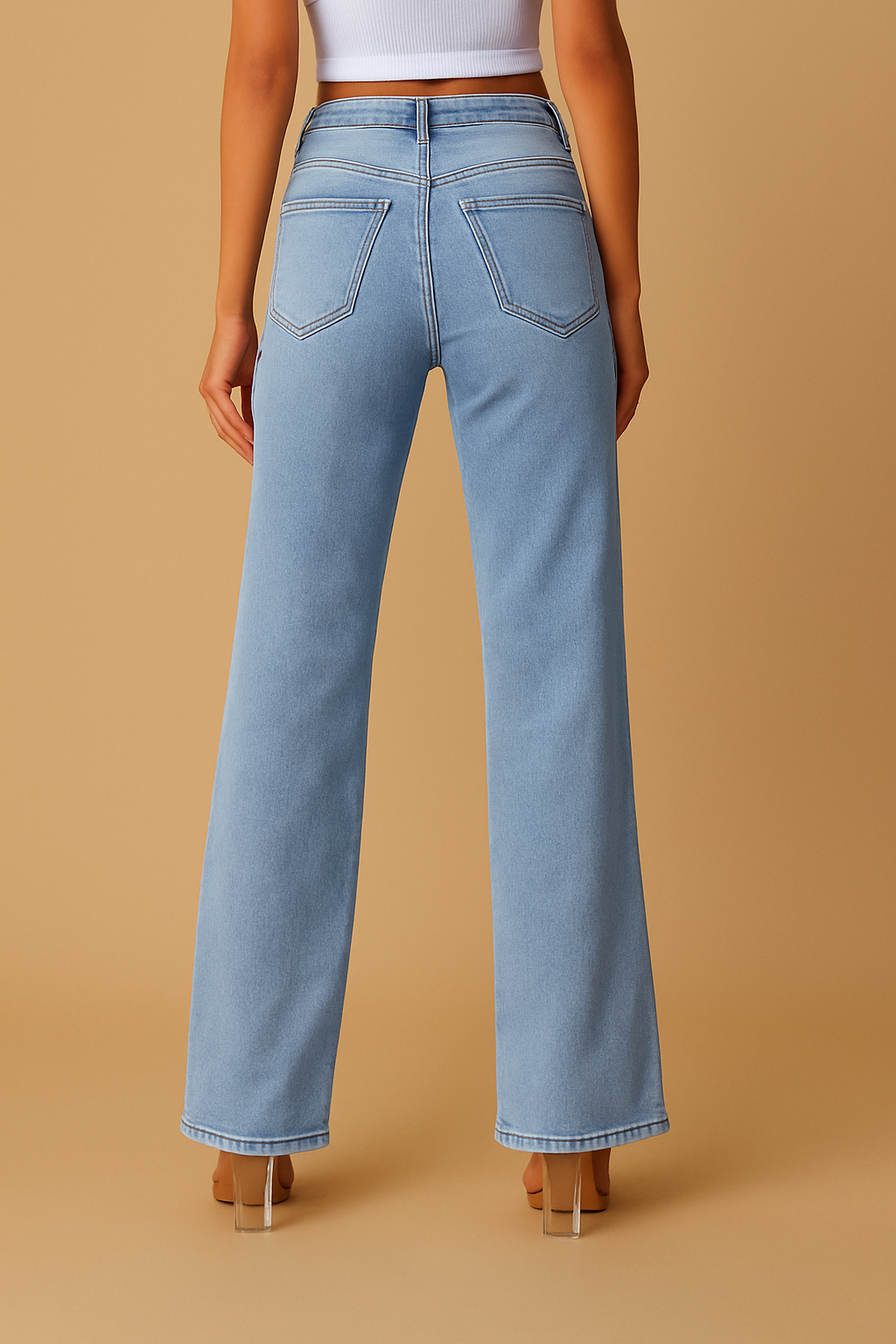 Trendy high-waisted jeans van katoenmix met oversized pasvorm