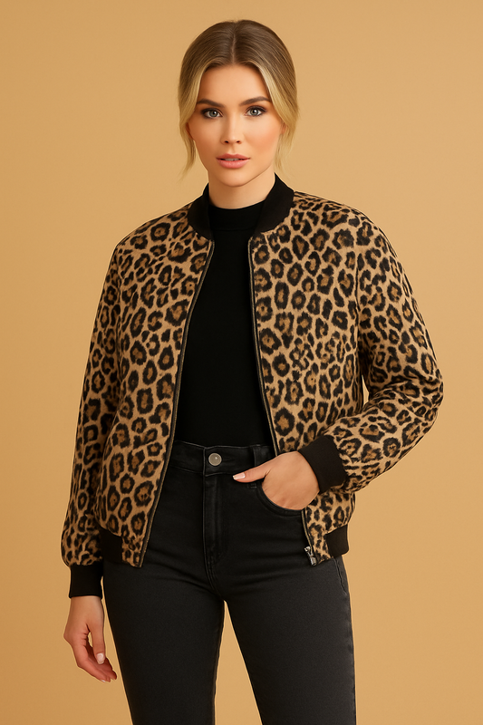 Stijlvolle korte jas met luipaardprint voor de herfst