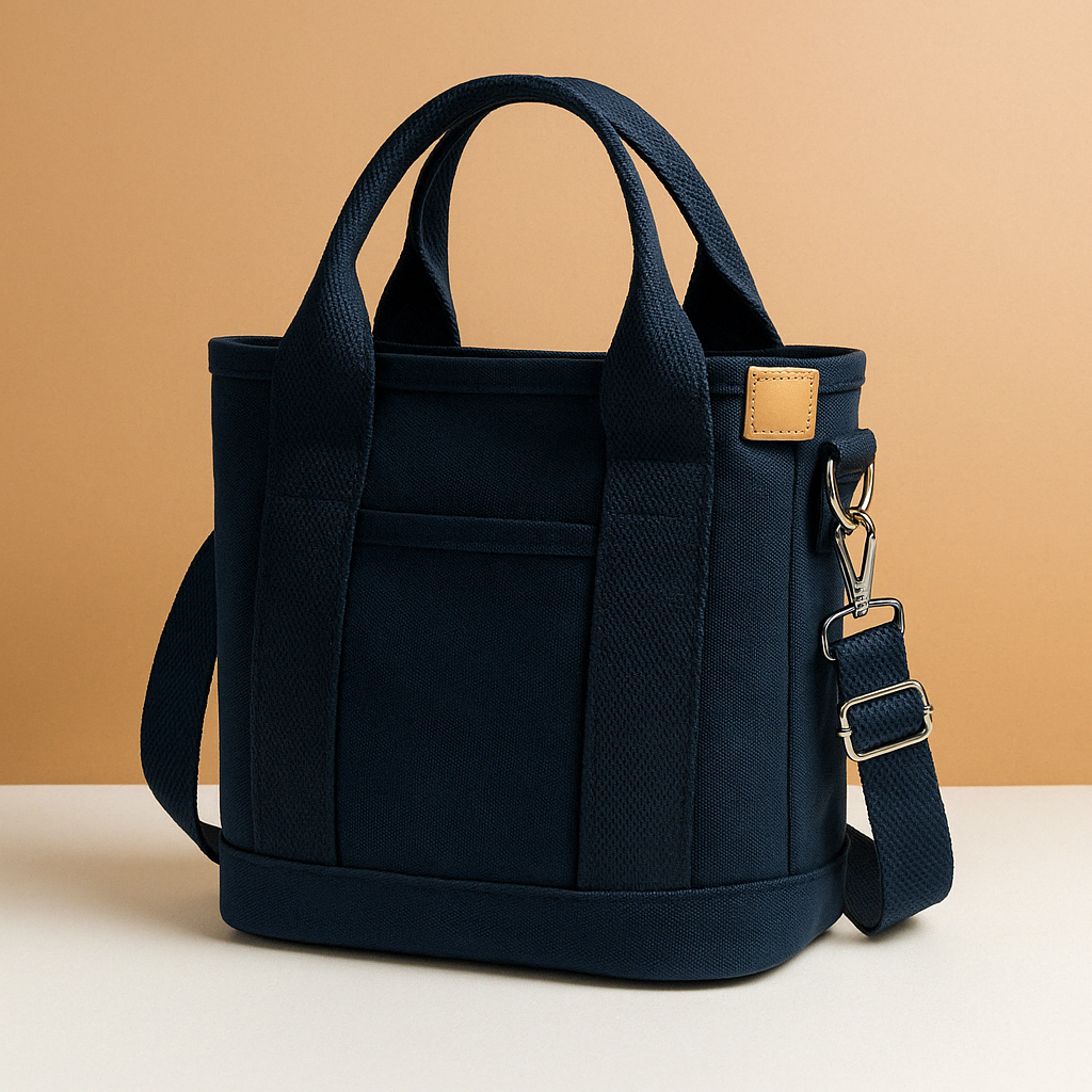 Canvas schoudertas met meerdere vakken