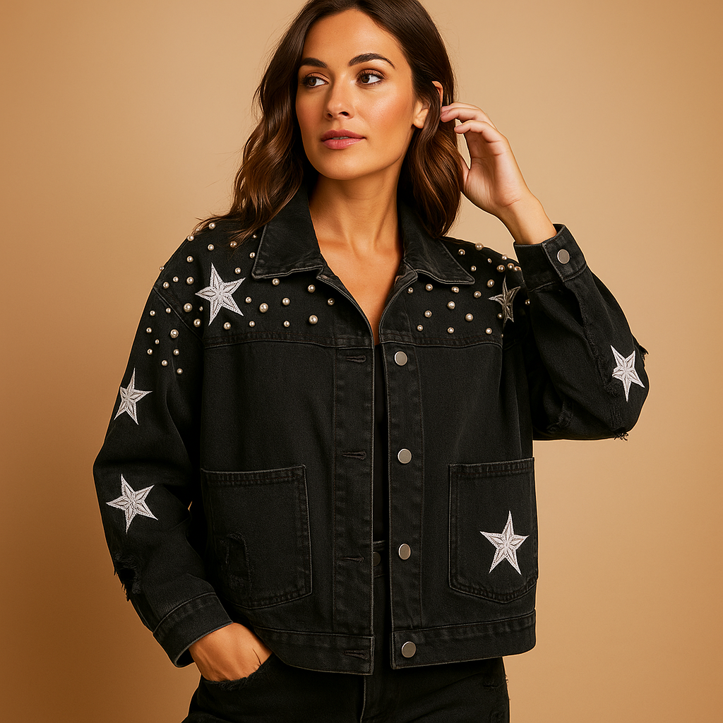 Cropped spijker jasje met knoopsluiting
