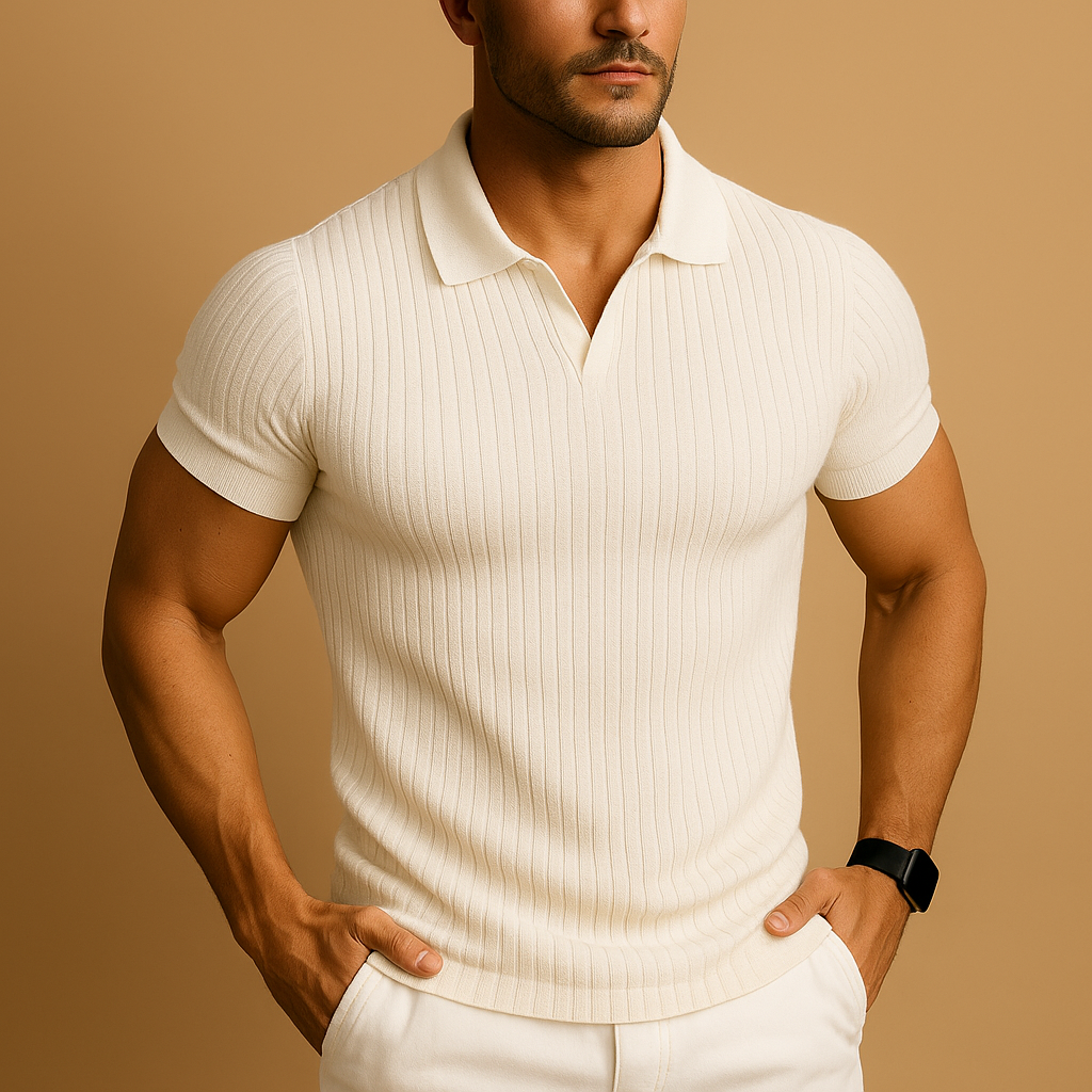 Getailleerd poloshirt met V-hals en korte mouwen