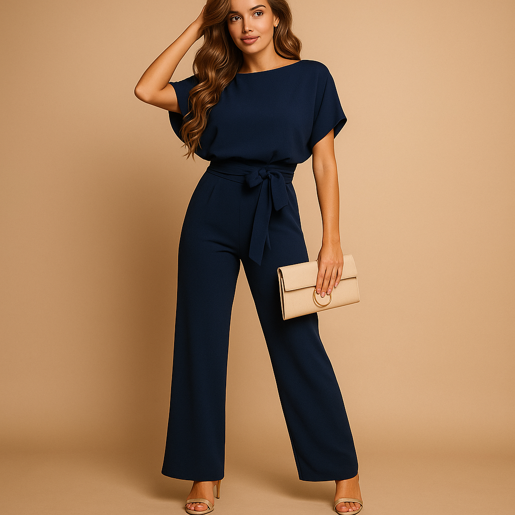 Glitter jumpsuit met halternek en open rug