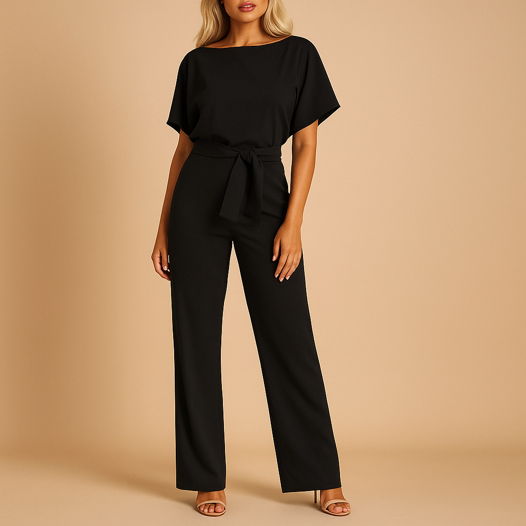 Glitter jumpsuit met halternek en open rug