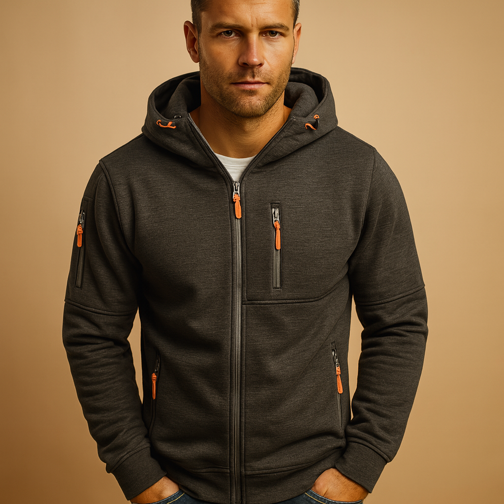Heren hoodie met rits en capuchon