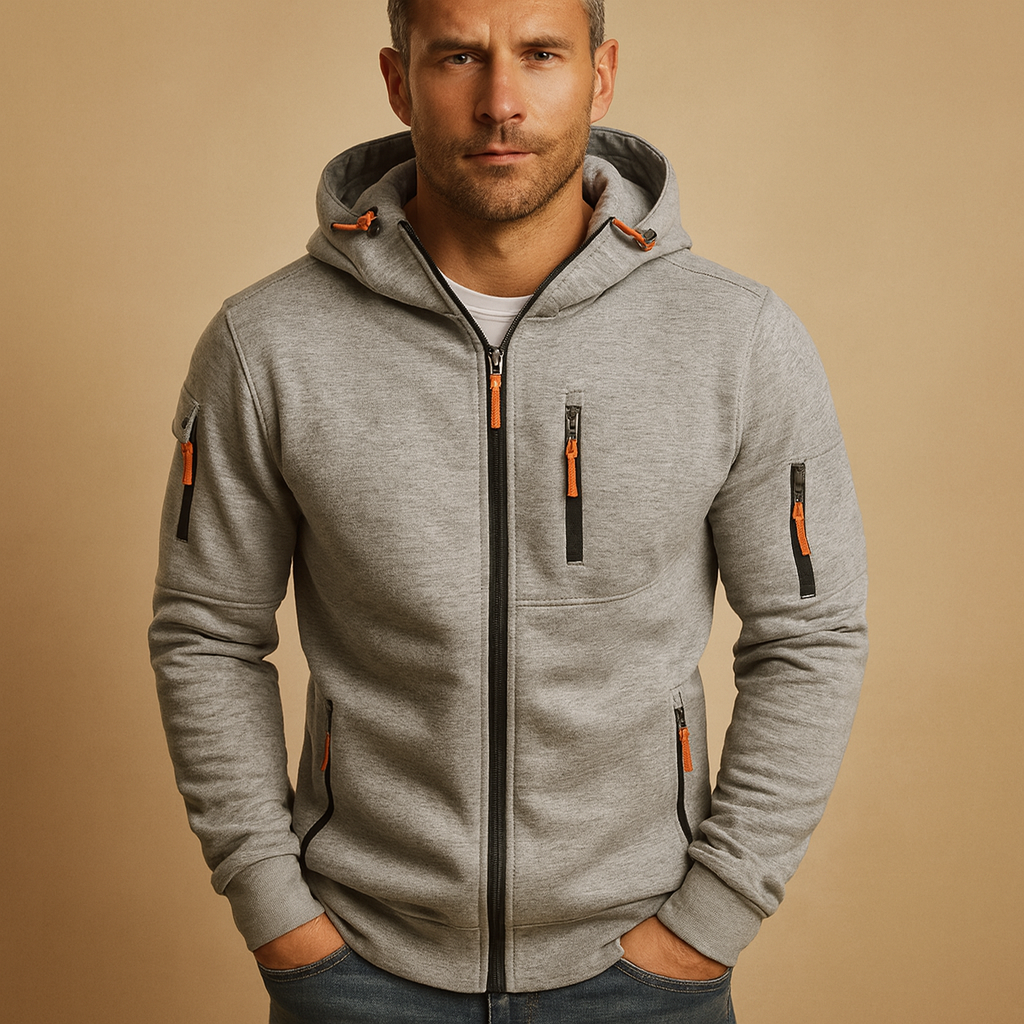 Heren hoodie met rits en capuchon