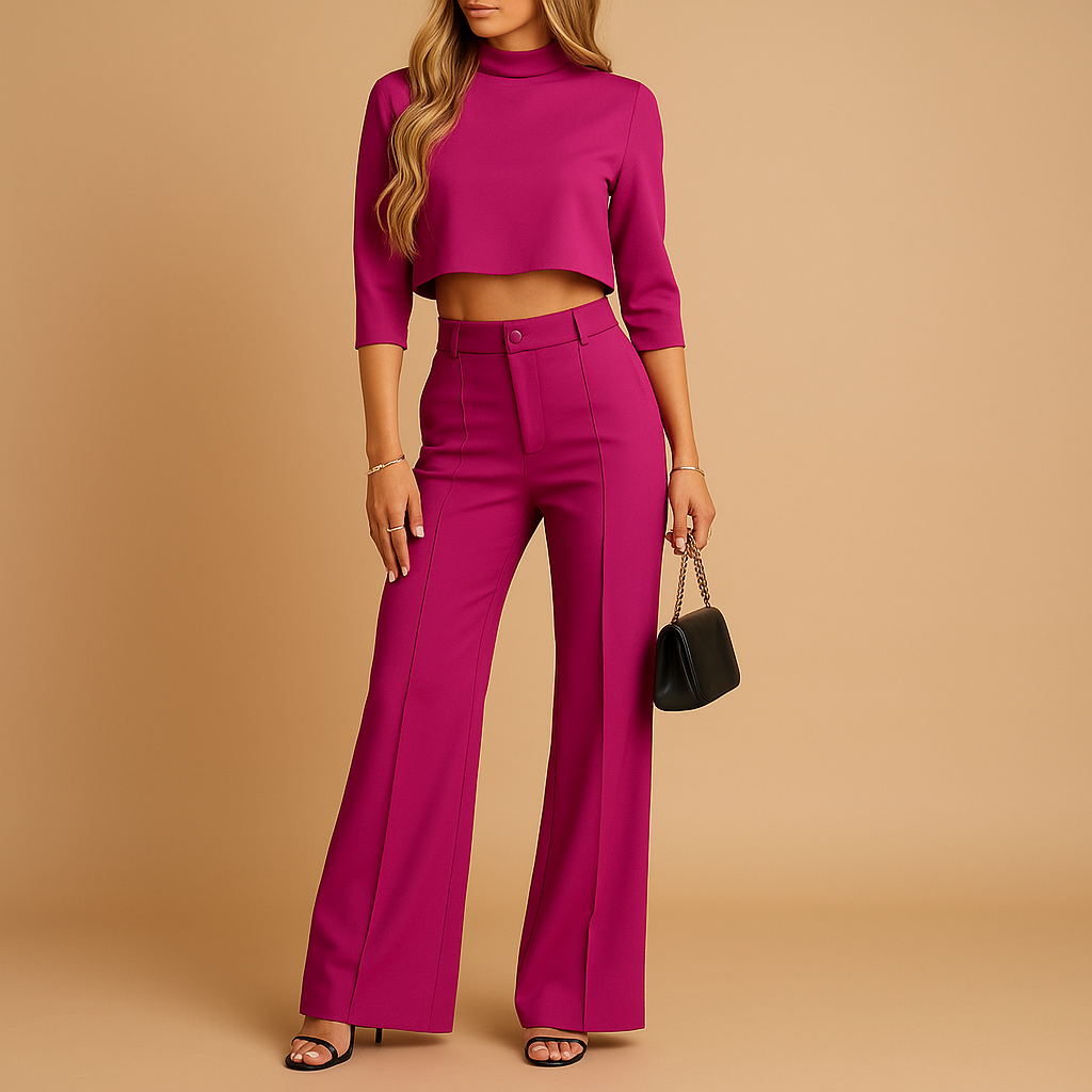 Getailleerde herfstset met top en broek