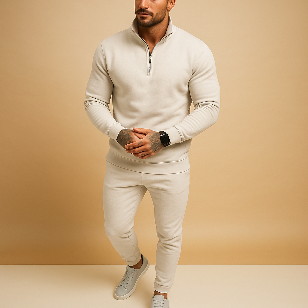 Joggingpak met halve rits trui en broek