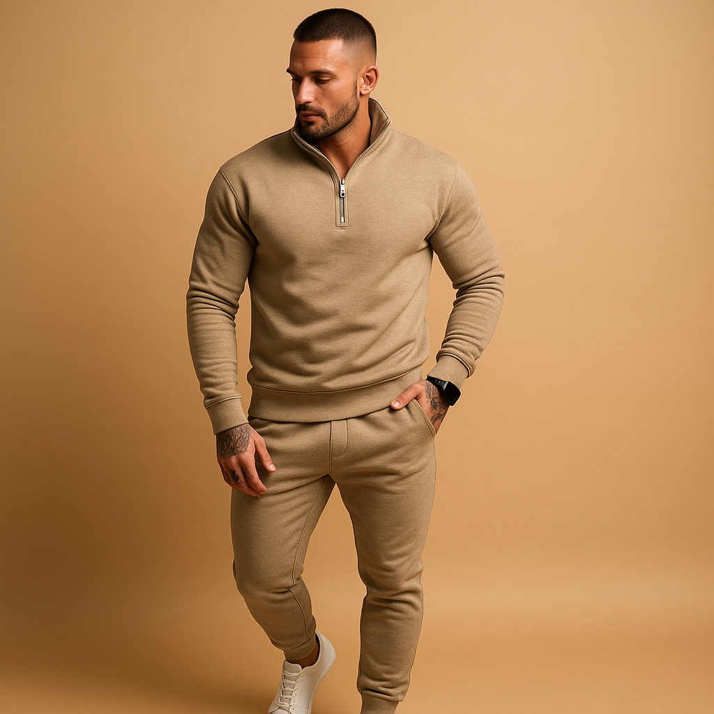 Joggingpak met halve rits trui en broek