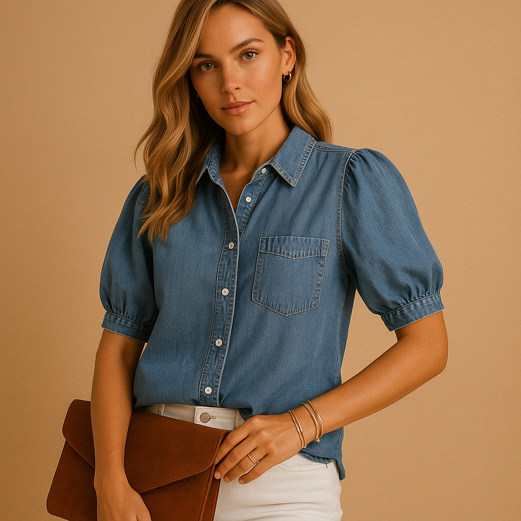 Klassieke denim blouse met knoopsluiting