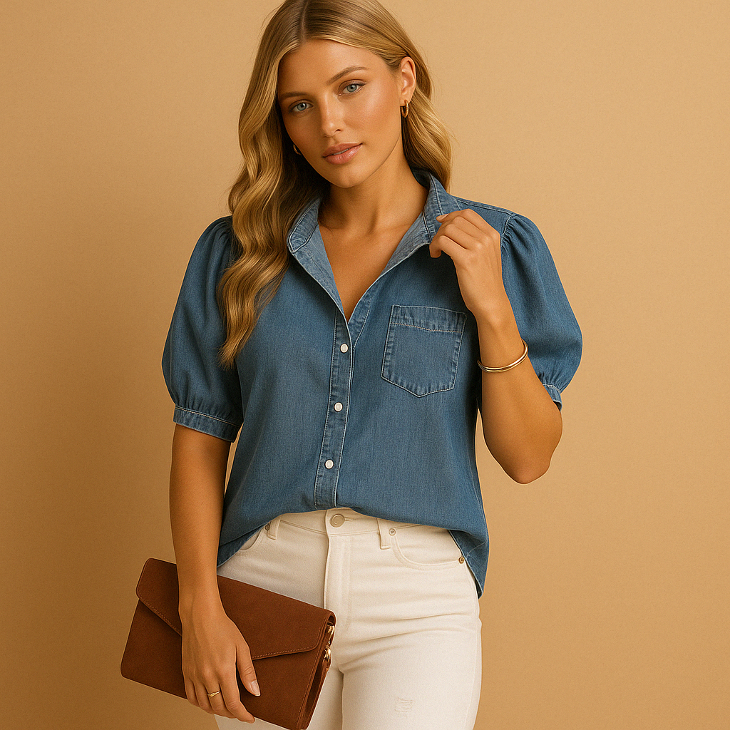 Klassieke denim blouse met knoopsluiting