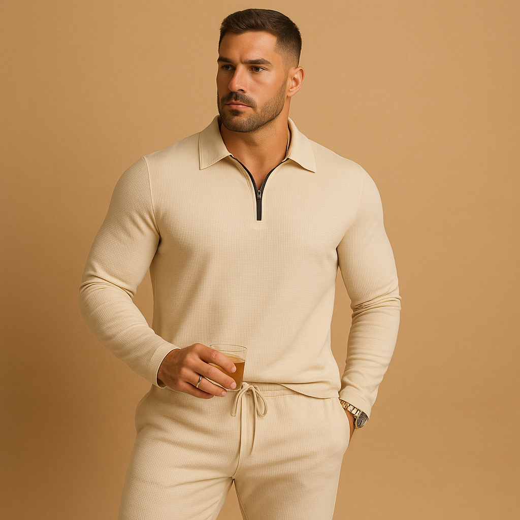 Moderne heren tracksuit met rits en tapered broek