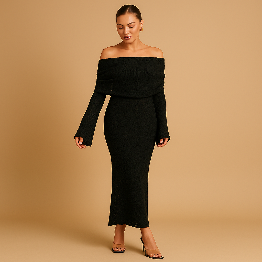 Off-shoulder zomerjurk met elegante pasvorm