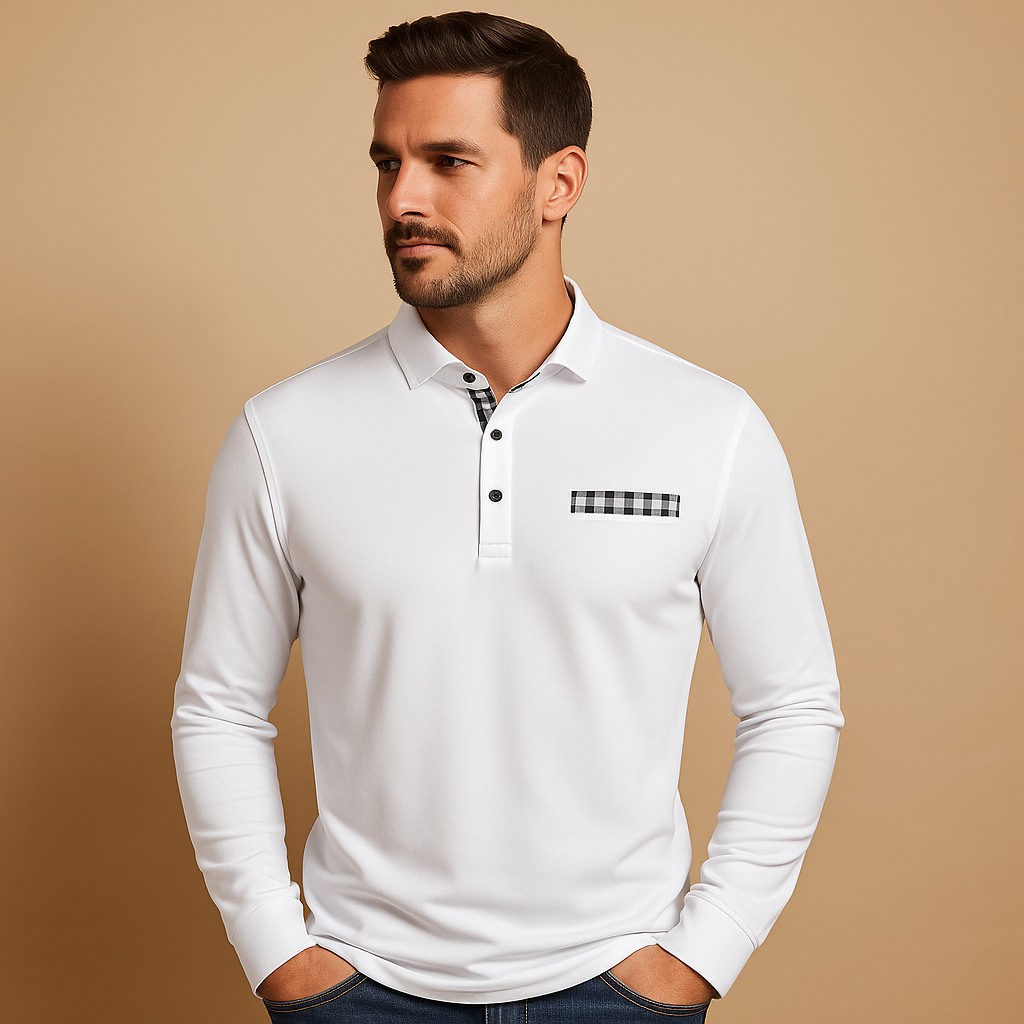 Polo shirt met lange mouwen en kraag voor heren