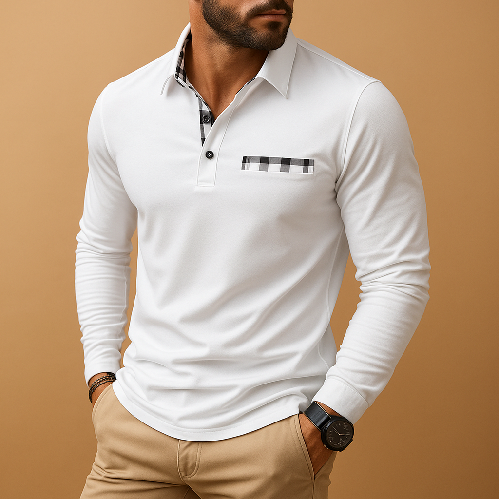 Polo shirt met lange mouwen en kraag voor heren