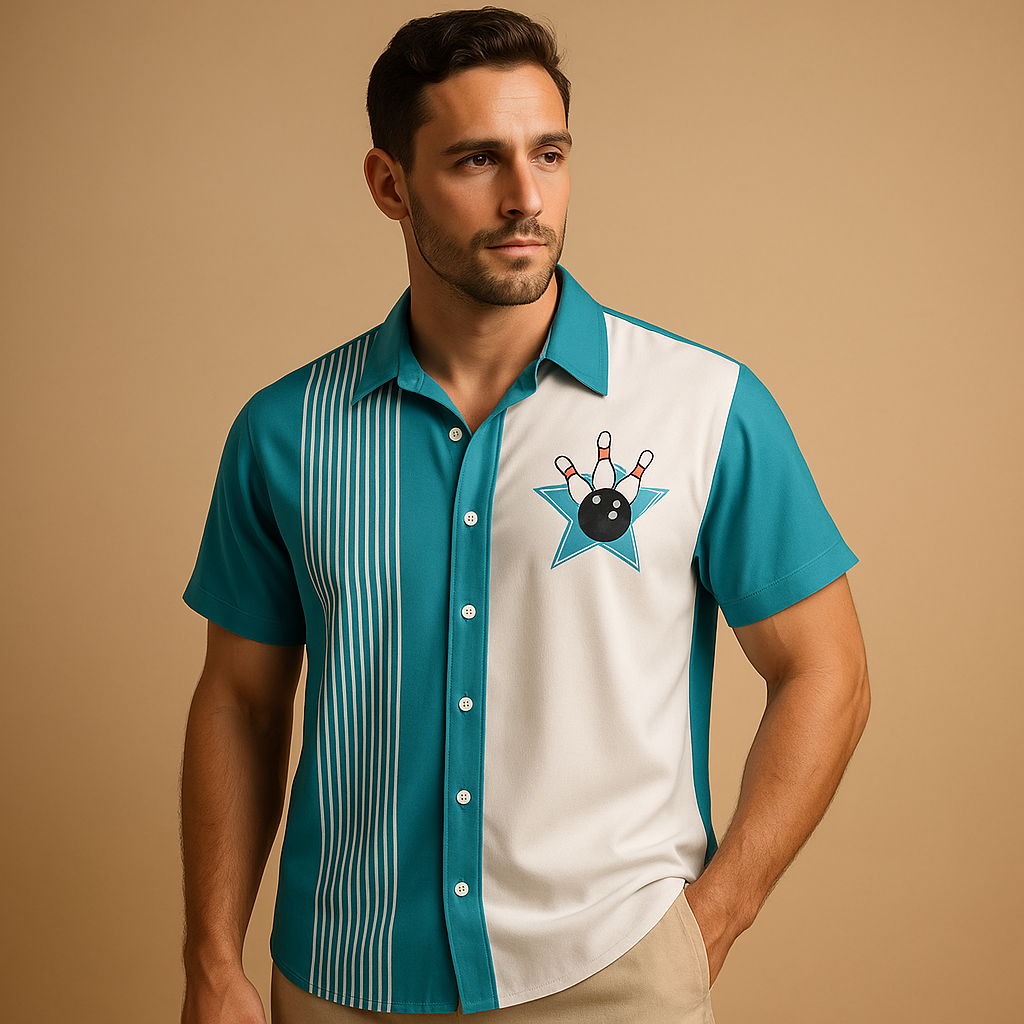 Poloshirt met retro bowlingprint voor heren