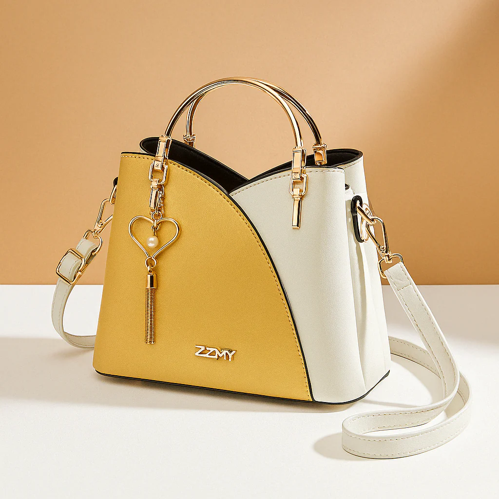 Schoudertas met geometrisch patroon en verstelbare riem