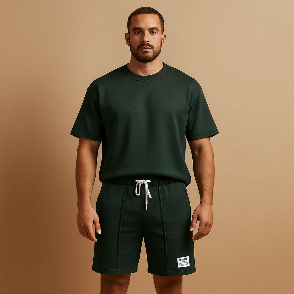 T-shirt en short set in effen kleur voor heren