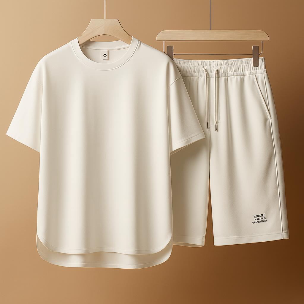T-shirt en short set in effen kleur voor heren