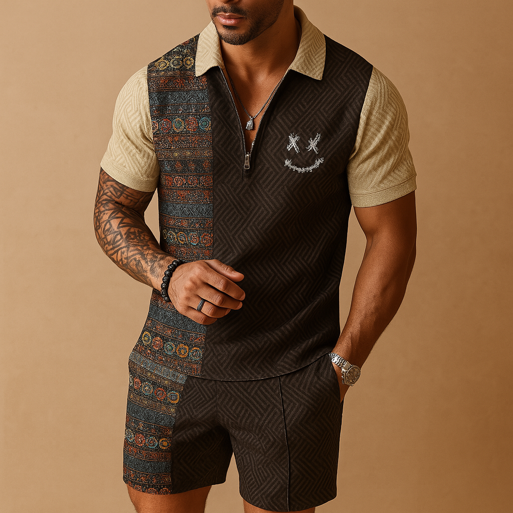 Tweedelige zomerset met polo en korte broek