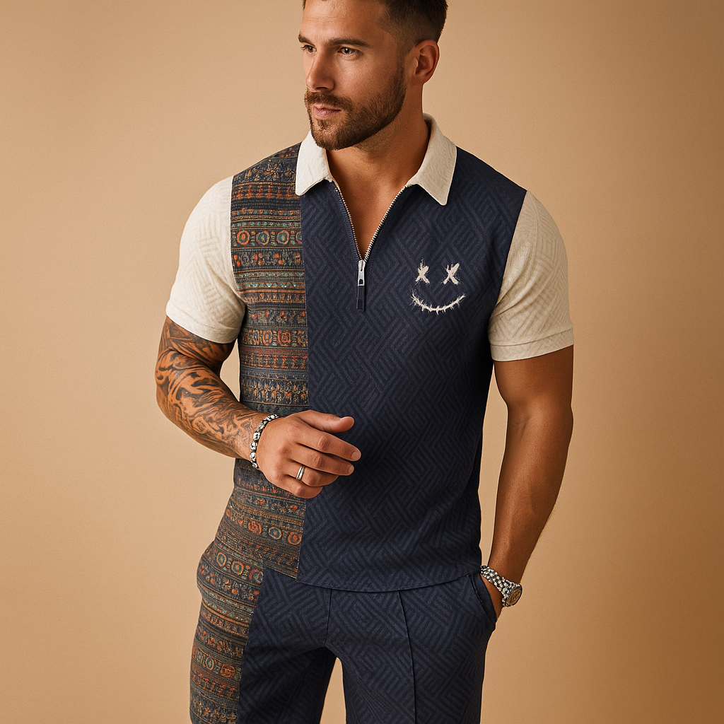Tweedelige zomerset met polo en korte broek