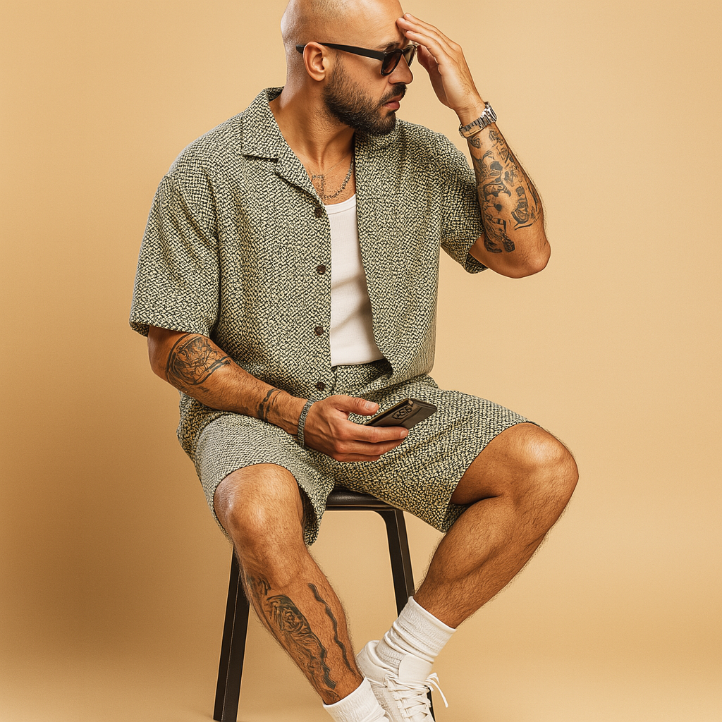 Zomerset met geometrische print en elastische taille voor heren