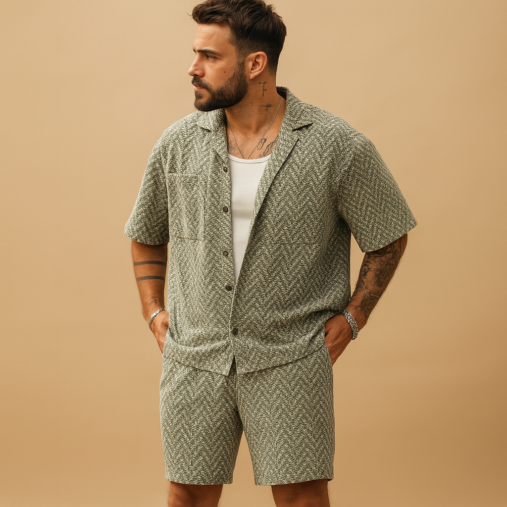 Zomerset met geometrische print en elastische taille voor heren