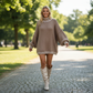 Herfstgloed - Stijlvolle Dames Gebreide Oversized Jurk