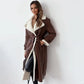 Shearling Elegance - Stijlvolle Vrouwen Double-Breasted Trenchcoat