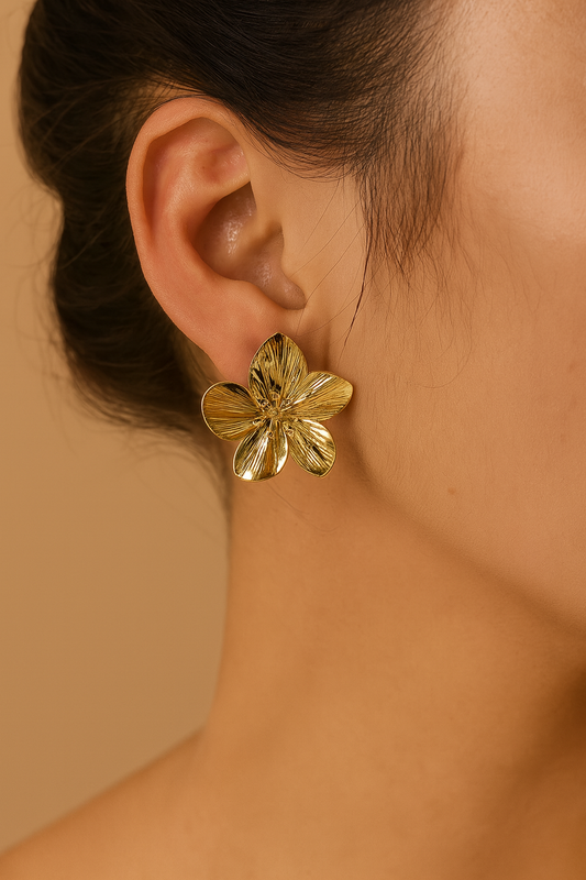 Vintage Gouden Bloem Oorbellen