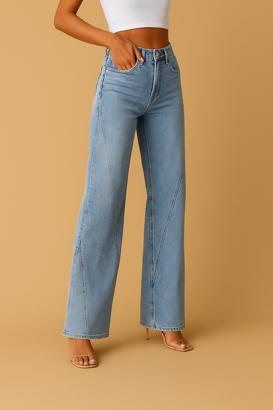 Trendy high-waisted jeans van katoenmix met oversized pasvorm