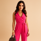 Wikkel jumpsuit met getailleerde pasvorm en wijde pijpen
