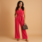 Wikkel jumpsuit met getailleerde pasvorm en wijde pijpen