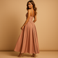 Elegante chiffon jurk met asymmetrische schouder