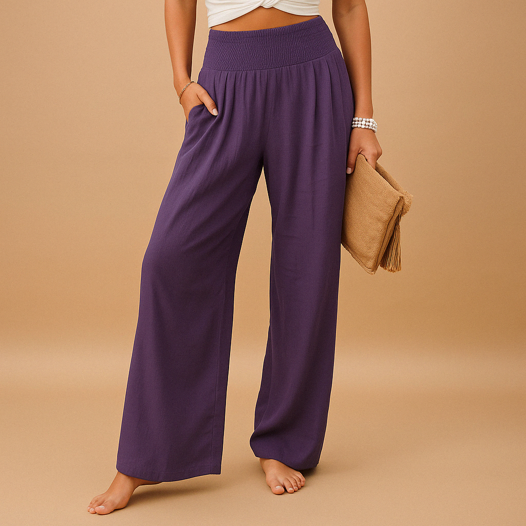 Luchtige broek met rechte pijpen en elastische taille