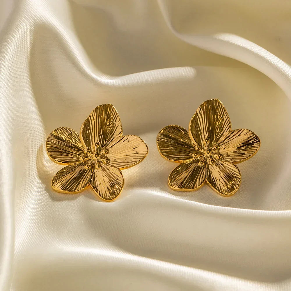 Vintage Gouden Bloem Oorbellen