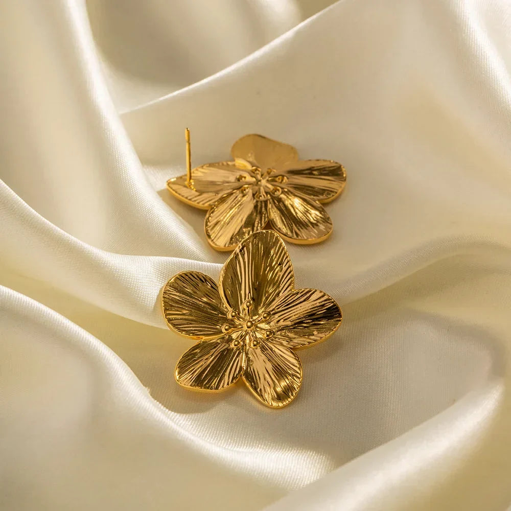 Vintage Gouden Bloem Oorbellen