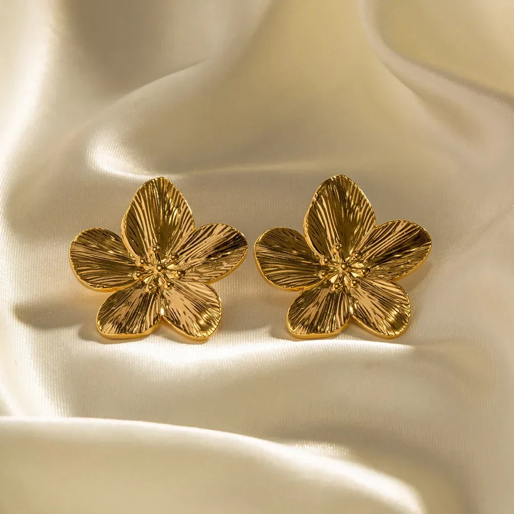 Vintage Gouden Bloem Oorbellen