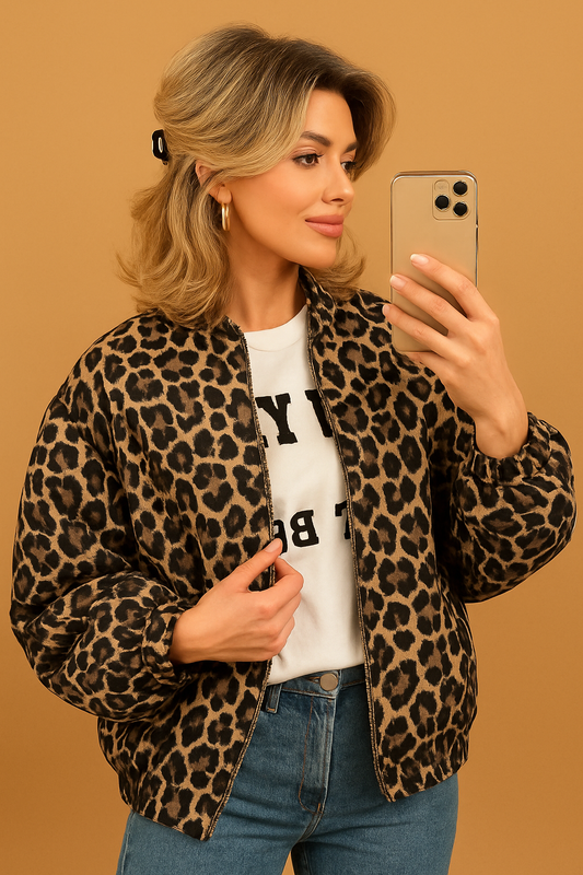 Stijlvolle korte jas met luipaardprint voor de herfst