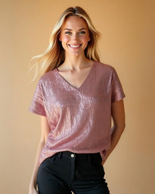 Stijlvol glinsterend pailletten t-shirt