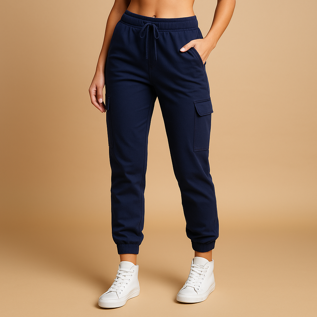 Aansluitende cargobroek met hoge taille