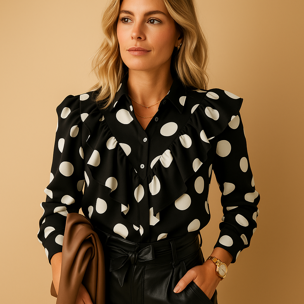 Blouse met V-hals en ruches