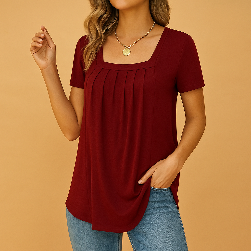Blouse met vierkante hals en losse pasvorm