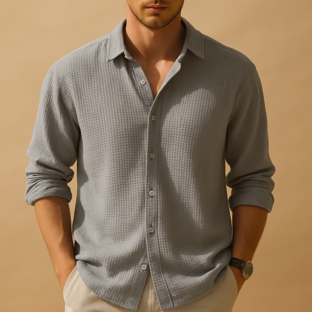 Casual button-down overhemd met opstaande kraag voor heren