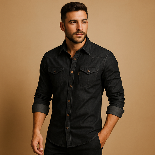 Casual katoenen shirt met lange mouwen voor heren