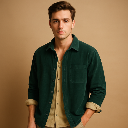 Corduroy overhemd met vintage look voor heren