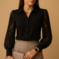 Elegante blouse met kanten mouwen