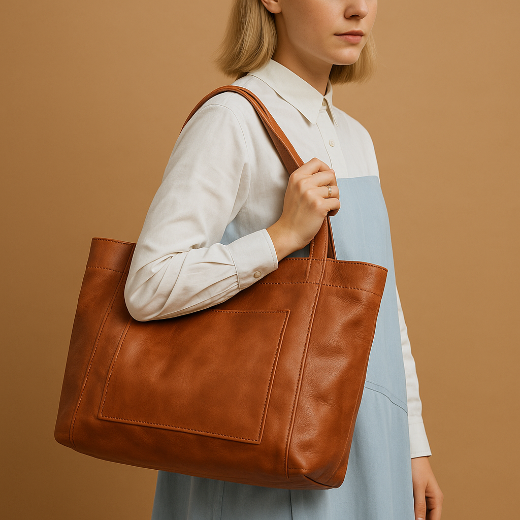 Elegante handgemaakte schoudertas van kunstleer