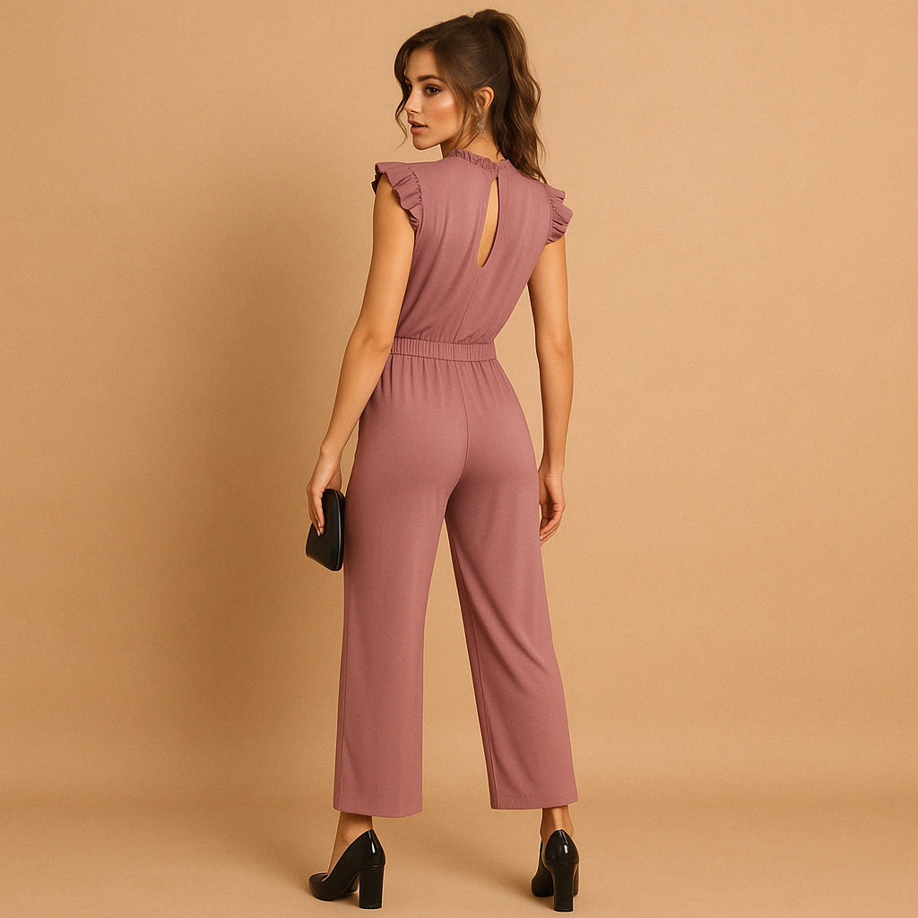 Elegante jumpsuit met ceintuur en kapmouwen