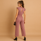 Elegante jumpsuit met ceintuur en kapmouwen