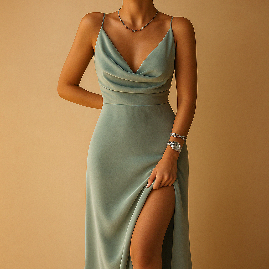 Elegante maxi jurk met V-hals